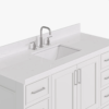 Bright White Bathroom Vanity Cabinet with Large Soft-Close Storage & Nickel Pulls for Master Bath