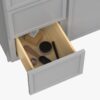 Neutral Light Gray Double Sink Vanity Base Cabinet with Full Soft-Close Storage for Master Bath Remodel