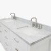 72 Inch Pure White Shaker Double Sink Bathroom Vanity with Carrara White Marble Top & Brushed Nickel Pulls