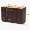5 Espresso Shaker Vanity Base Cabinet with Large Soft-Close Storage Drawers