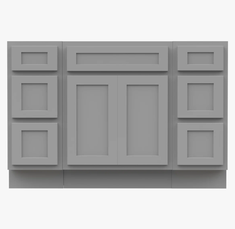Light Gray Shaker Vanity Base Cabinet with Spacious Silent Soft-Close Storage