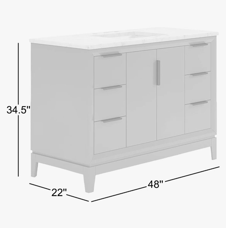 5 Sleek Gray Freestanding Bathroom Vanity with Large Soft-Close Storage & Marble Countertop