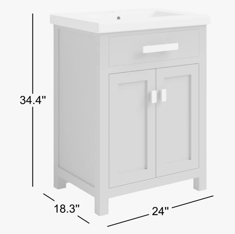 5 Luxury Navy Shaker Bathroom Vanity with Single Drawer & Double Storage Doors