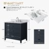 5 Large Storage Fluted Navy Bathroom Vanity with Full Soft-Close Solid Wood Drawers