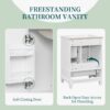 5 Organized Storage White Bathroom Vanity with Soft-Close Drawers & Door Storage Rack