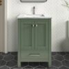 5 Modern Sage Green Bathroom Vanity with Double Soft-Close Doors & Large Storage Drawer