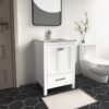Minimalist White Bathroom Vanity with Double Soft-Close Doors & Large Storage Drawer