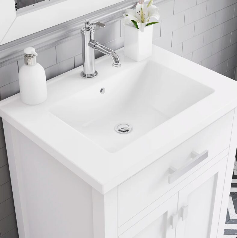 5 Timeless White Shaker Bathroom Vanity with Soft-Close Drawer & Double Storage Doors