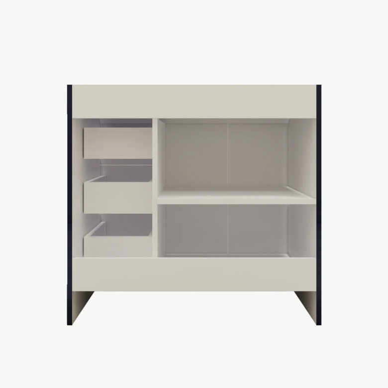 Luxury Gloss Navy Bathroom Vanity with Split Storage Zones & Soft-Close System