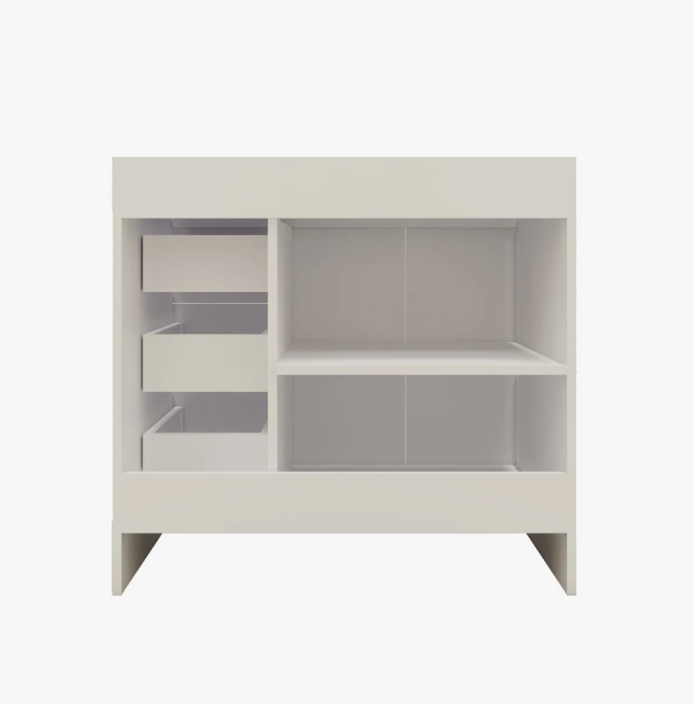 Minimalist Gloss White Bathroom Vanity with Separate Storage Zones & Full Soft-Close System