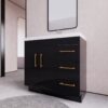Luxury Split Storage Black Gloss Vanity with Full Soft-Close Drawers & Cabinet Door