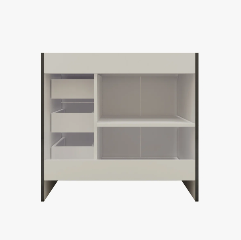 5 36" Modern Gloss Grey Bathroom Vanity Cabinet with Multi Storage & Gold Bar Hardware