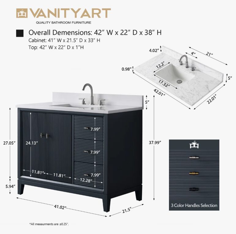 Contemporary Reeded Wood Bathroom Vanity with Split Storage & Full Anti-Slam Soft-Close Hardware
