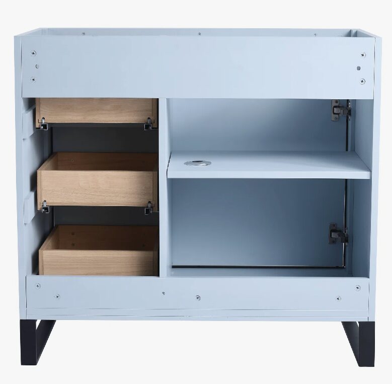 5 Minimalist Light Blue Bathroom Vanity with Full Soft-Close Hardware & Adjustable Interior Shelf