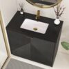 Contemporary Ribbed Black Bathroom Vanity with Full Soft-Close Mechanism & Adjustable Shelf