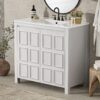 5 36" Rustic White Shaker Bathroom Vanity Cabinet with Vintage Distressed Wood Finish