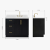 5 Contemporary Matte Black Bathroom Vanity with Full Soft-Close Slides & Spacious Wooden Drawers