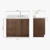 Transitional Walnut Wood Bathroom Vanity with Full Soft-Close Hardware & Solid Pine Drawer Boxes