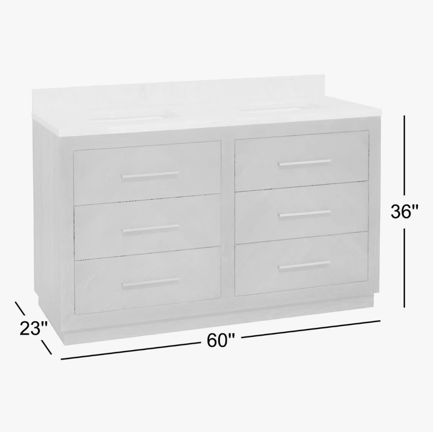 Transitional Double Sink Freestanding Vanity with Full Soft-Close Drawers & Marble Countertop