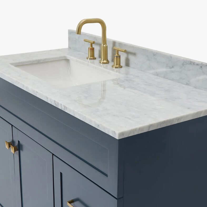 Transitional Shaker Bathroom Vanity with Soft Close Drawers & Large Cabinet Storage