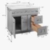 5 Modern Grey Shaker Bathroom Vanity Soft Close Drawers Spacious Split Storage Design