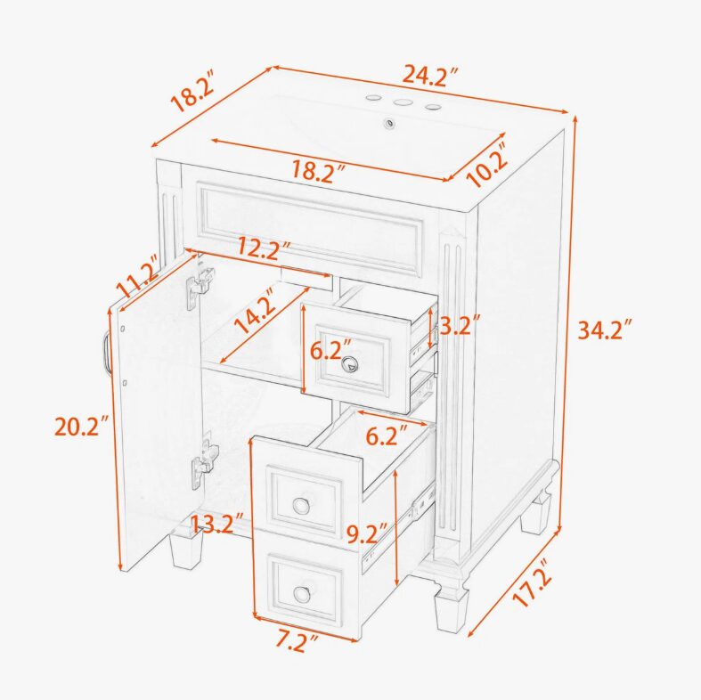 5 Classic Dark Green Bathroom Vanity Soft Close Drawers Multi Compartment Storage Cabinet