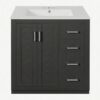 5 Contemporary Herringbone Bathroom Vanity Soft Close Drawers Spacious Split Storage Layout