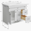 5 Classic White Shaker Bathroom Vanity Soft Close Drawers Large Split Storage Layout