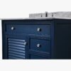Coastal Navy Louver Bathroom Vanity Soft Close Drawers Multi-Zone Storage Layout
