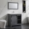 5 Rustic Farmhouse Grey Sliding Barn Door Vanity Spacious Dual Storage Design