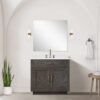 5 Contemporary Dark Wood Grain Bathroom Vanity Soft Close Doors Spacious Organized Storage