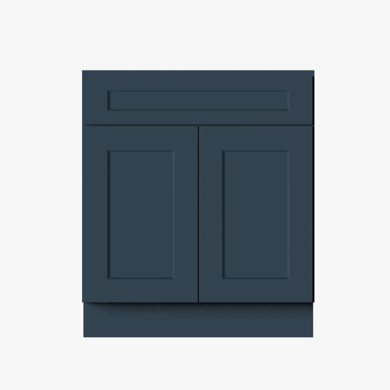Freestanding Deep Blue Recessed Panel Vanity Cabinet Base for Custom Countertop