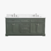 5 Traditional Sage Green Double Sink Vanity Soft Close Drawers & Spacious Side Cabinet Storage