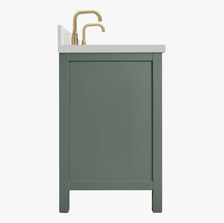 Modern Sage Green Double Vanity Soft Close Drawers Multi-Zone Classified Storage Layout