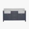 5 72" Freestanding Navy Double Farm Sink Vanity Cabinet with Symmetrical Storage