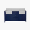 5 72" Freestanding Navy Double Farm Sink Vanity Cabinet with Balanced Storage Layout