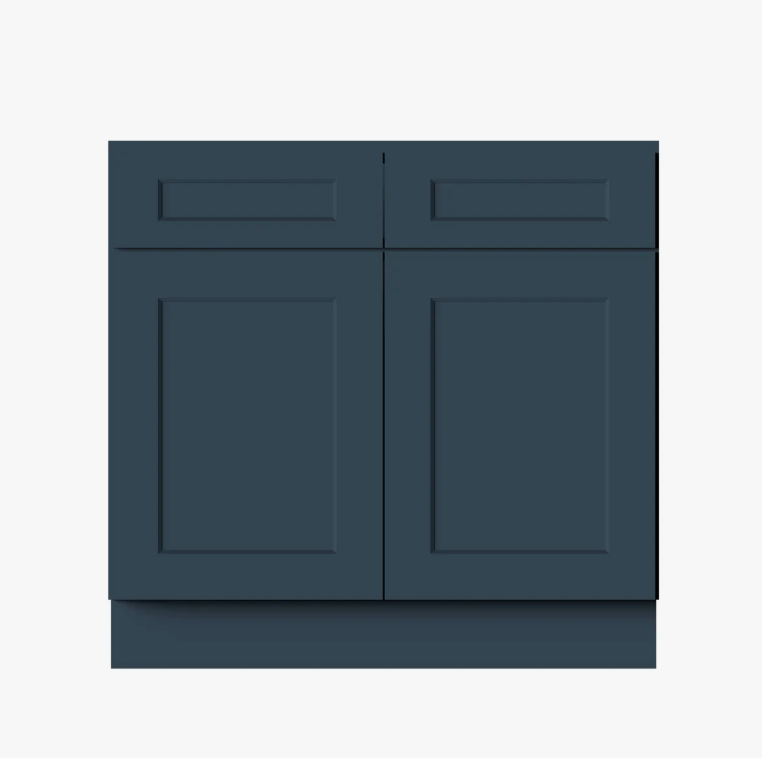 Freestanding Matte Navy Recessed Panel Vanity Cabinet Base for Custom Sink Top