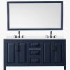 Classic Navy Shaker Double Vanity with Soft Close Drawers & Large Side Storage Cabinets