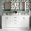 72" Freestanding White Double Bathroom Vanity with Symmetrical Storage Layout