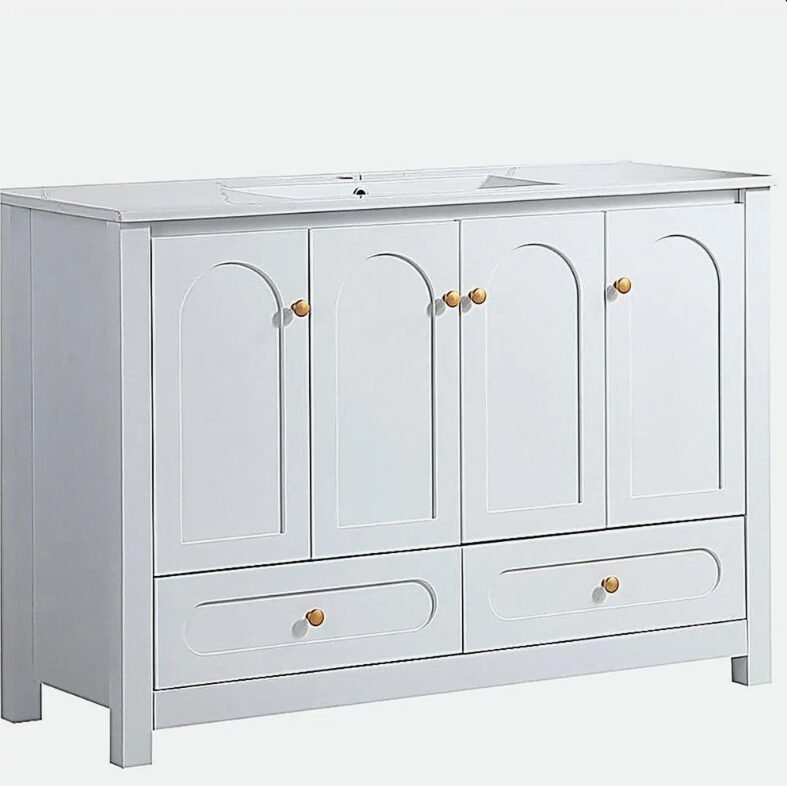 Classic Farmhouse White Bathroom Vanity with Ample Storage for Master Bath Remodel