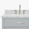 72 Inch Light Gray Shaker Double Sink Bathroom Vanity, Carrara White Marble Countertop & Brushed Nickel Hardware