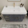 6 Luxury Dark Grey Gloss Vanity Cabinet with Soft-Close Storage for Modern Bathroom Renovation