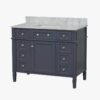 6 Classic Navy Solid Wood Vanity Cabinet with Carrara Countertop for Traditional & Farmhouse Bath Renovation