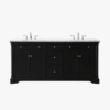 6 72 Inch Traditional Matte Black Double Sink Bathroom Vanity, Carrara White Marble Top & Chrome Knob Hardware