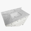 6 Classic White Wooden Vanity Cabinet with Carrara Marble Top for Farmhouse & Transitional Bath Remodel