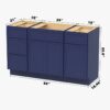 Spacious Navy Double Sink Vanity Base Cabinet with Full Soft-Close Storage for Master Bath Remodel
