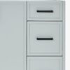 6 Modern Light Gray Bathroom Vanity with Black Pulls & Multi Compartment Soft-Close Storage