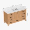 6 Warm Oak Bathroom Vanity Cabinet with Black Pulls & Large Symmetric Soft-Close Storage