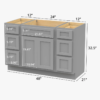 Light Gray Shaker Vanity Base Cabinet with Spacious Silent Soft-Close Storage
