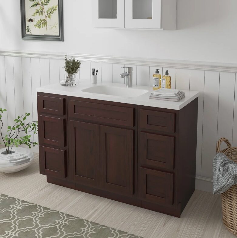 6 Espresso Shaker Vanity Base Cabinet with Large Soft-Close Storage Drawers